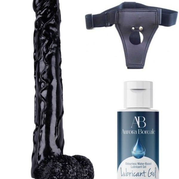 As Erotik Belden Bağlamalı Kayganlaştırıcı Set Noctis 42cm Siyah Dildo No:44