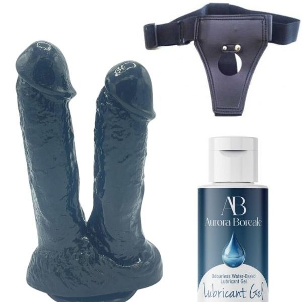 As Erotik Belden Bağlamalı Kayganlaştırıcı Set Noctis 21cm Siyah Çiftli Dildo No:61
