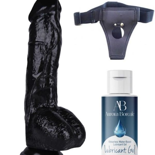 As Erotik Belden Bağlamalı Kayganlaştırıcı Set Noctis 26,5cm Siyah Dildo No:63