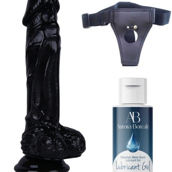 As Erotik Belden Bağlamalı Kayganlaştırıcı Set Noctis 21cm Siyah Dildo No:64