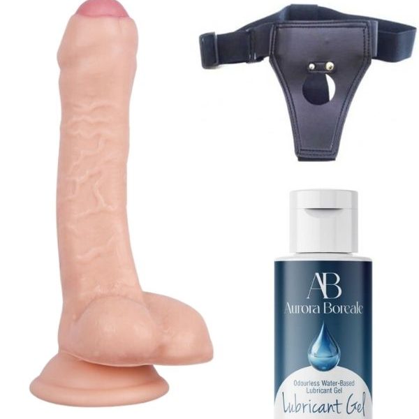 As Erotik Belden Bağlamalı Kayganlaştırıcı Set Noctis 18cm Realistik Dildo No:100
