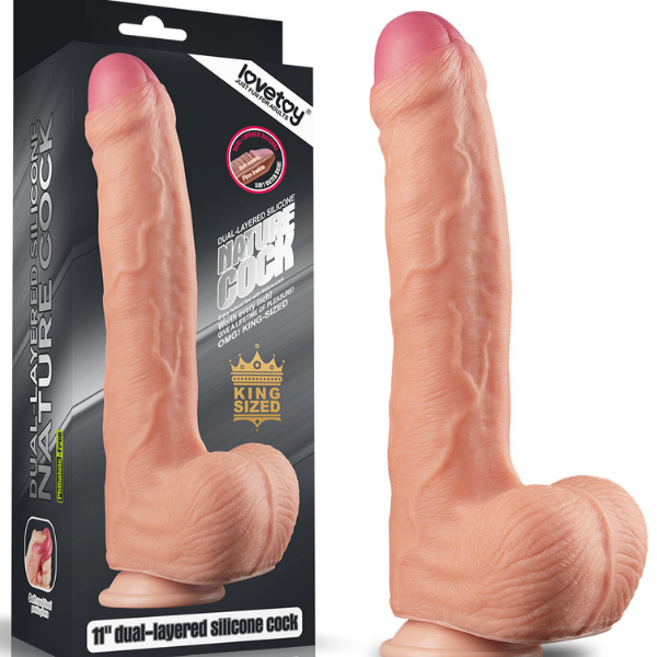 Censan 11 İnç Dual Layer Platinum Silicone Cock