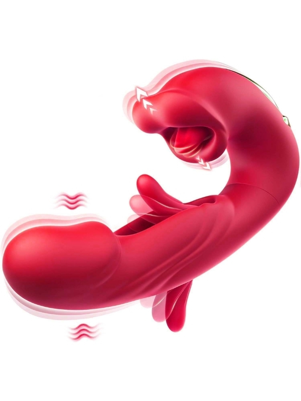 censan-3-u-1-arada-g-noktas-7705_1 Censan 3’ü 1 Arada G Noktası ve Klitoris Vibratörü – Dil ve Emme Fonksiyonlu, Su Geçirmez Silikon Stimülatör (Kırmızı) - Görsel 1