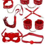 Censan 7 Parça Fetiş Esaret Seti Kırmızı Kedi Maskeli