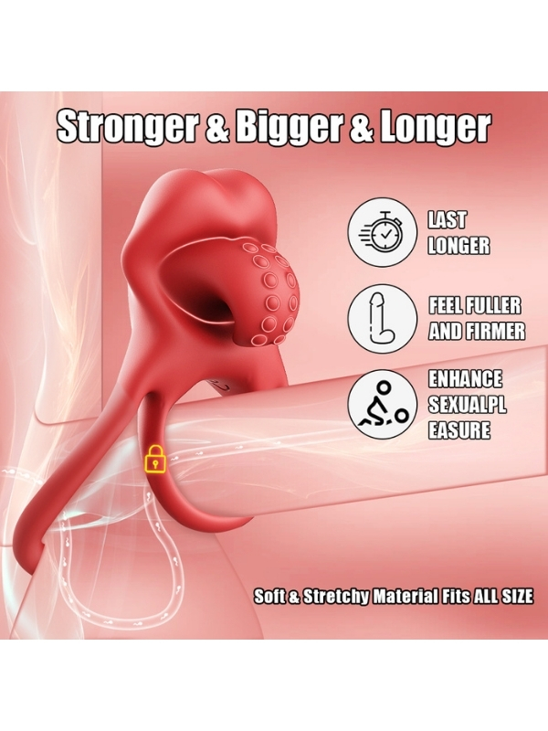 censan-kirmizi-dudak-dil-s-7698_3 Censan Kırmızı Dudak Dil Şeklinde Şarjlı Titreşimli Penis Halkası - Görsel 3