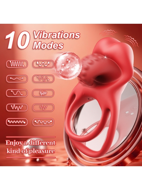 censan-kirmizi-dudak-dil-s-7698_4 Censan Kırmızı Dudak Dil Şeklinde Şarjlı Titreşimli Penis Halkası - Görsel 4