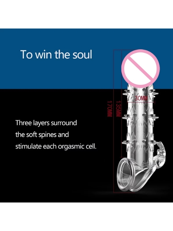 censan-wolf-warrior-crystal-s-7693_3 Censan Wolf Warrior Crystal Şeffaf Dokulu Penis Kılıfı – Esnek TPE Malzeme, Gerçekçi His, 13.8 cm - Görsel 3