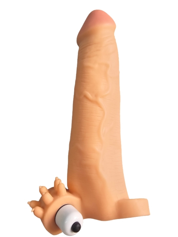 gercekci-penis-kilifi-et-7686_1 Gerçekçi Penis Kılıfı Et Dokusunda Titreşimli Testis Geçmeli 20 cm - Görsel 1