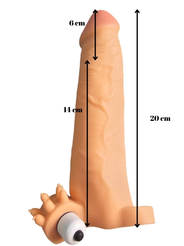 gercekci-penis-kilifi-et-7686_2 Gerçekçi Penis Kılıfı Et Dokusunda Titreşimli Testis Geçmeli 20 cm - Görsel 2