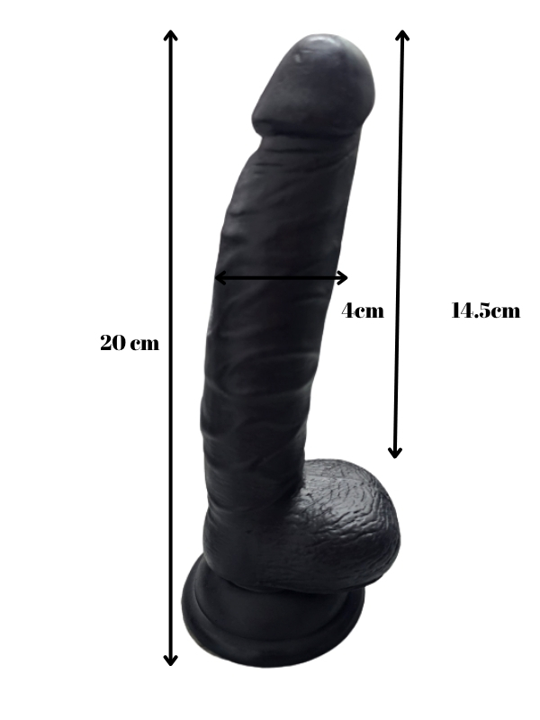 gercekci-testisli-siyah-dild-7722_2 Gerçekçi Testisli Siyah Dildo 20 cm - Görsel 2