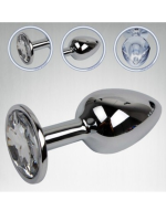 Paslanmaz Çelik Anal Plug Tıkaç Beyaz Taşlı - Görsel 4