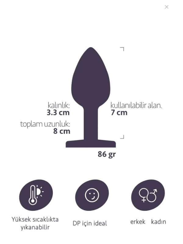paslanmaz-celik-anal-plug-ti-7683_2 Paslanmaz Çelik Anal Plug Tıkaç Kırmızı Taşlı - Görsel 2