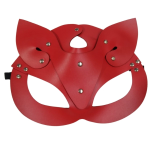 Censan Deri Kedi Kız Maskesi Kırmızı