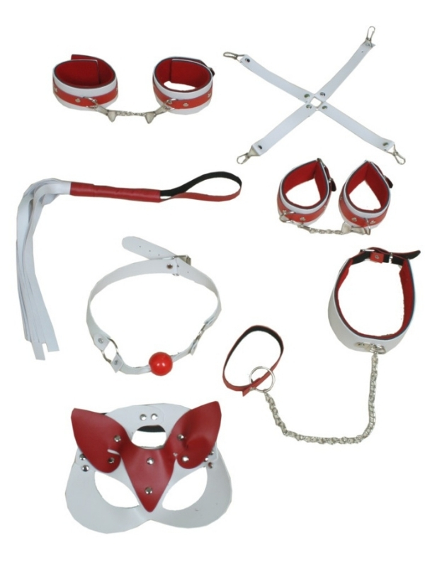 censan-7-parca-fetis-esaret-seti-kirmizi-beyaz-kedi-maskeli-1216663-1 Censan 7 Parça Fetiş Esaret Seti Kırmızı Beyaz Kedi Maskeli - Görsel 1