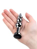 CENSAN Anal Plug Metal gümüş siyah kristalli 11 cm - Görsel 2