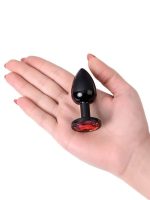 Censan Metal Anal Plug, Metal, siyah, kırmızı kristalli, 7,2 cm, Ø2,8 cm, 50 g - Görsel 4