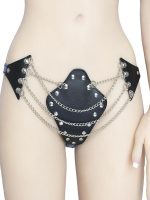 Censan Siyah Boyunluk Detaylı Zincirli Deri İç Çamaşır Takımı - Görsel 3