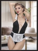 Censan Siyah Dantel Detaylı Seksi Fantezi Hizmetçi Kostümü