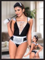 Censan Siyah Dantel Detaylı Seksi Fantezi Hizmetçi Kostümü - Görsel 2