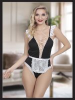 Censan Siyah Dantel Detaylı Seksi Fantezi Hizmetçi Kostümü - Görsel 4