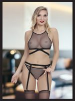 Censan Siyah File ve Şerit Detaylı Seksi Fantezi İç Çamaşır Takımı - Görsel 2