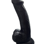 Gerçekçi Testisli Siyah Dildo 19 cm