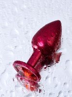 Metal Anal Plug, Metal, kırmızı, kırmızı kristalli, 7,2 cm, Ø2,8 cm, 50 g - Görsel 5