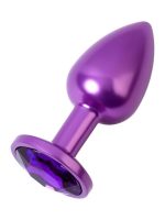 Metal Anal Plug, mor kristalli, 7,2 cm, Ø2,8 cm, 50 g