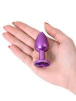 Metal Anal Plug, mor kristalli, 7,2 cm, Ø2,8 cm, 50 g - Görsel 2