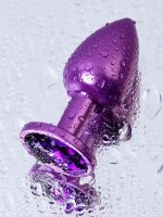 Metal Anal Plug, mor kristalli, 7,2 cm, Ø2,8 cm, 50 g - Görsel 5