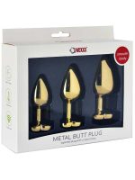 NOXXX Altın Renkli Kalpli Çelik Anal Plug - 3 Boy Set