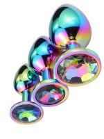 NOXXX Taşlı Çok Renkli Çelik Anal Plug - 3 Boy Set - Görsel 3