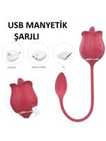 S-Hande Twin Blossoms Gül Dil Hareketli Çift Uçlu Vibratör - Görsel 4