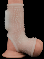 Censan Vibrating Drip Knights Ring with Scrotum Sleeve (Beyaz) - Görsel 2