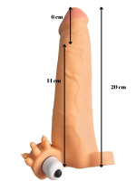 Gerçekçi Penis Kılıfı Et Dokusunda Titreşimli Testis Geçmeli 20 cm - Görsel 2
